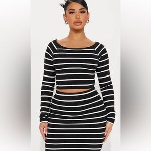 Fifteen Twenty Black and White Striped Crop Top